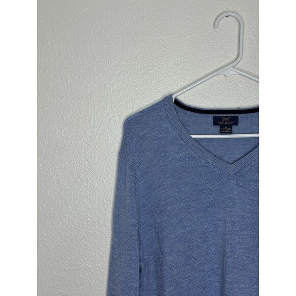 346 Brooks Brothers Stretch Sweater Mens Merino Wool V-Neck Blue Long Sleeve M - Picture 2 of 16